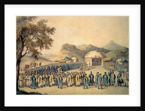 The Approach of the Emperor of China to his tent in Tartary to receive the British Ambassador, George, 1st Earl Macartney, 1793 by William (after) Alexander
