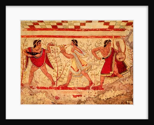 Etruscan musicians, copy of a 5th century BC fresco in the Tomb of the Leopard at Tarquinia by Etruscan Etruscan