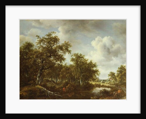 A Wooded Landscape with an Angler by a Pond, 1664 by Meindert Hobbema