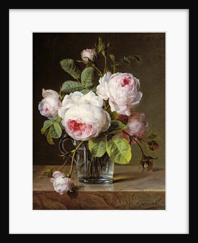 Roses in a Glass Vase on a Ledge by Cornelis van Spaendonck
