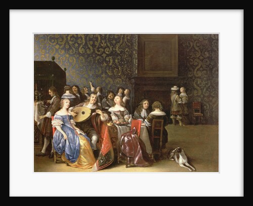 Elegant company merrymaking in an interior by Anthonie Palamedesz