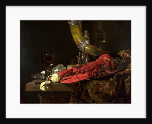 Still Life with the Drinking-Horn of the St. Sebastian Archers' Guild, Lobster and Glasses, c.1653 by Willem Kalf