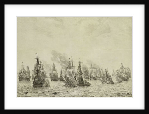 The Battle of Livorno or Leghorn, c.1659-99 by Willem van de the Elder Velde