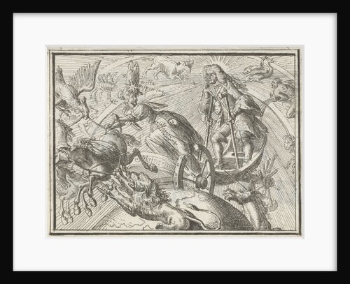 Caricature depicting Louis XIV as Apollo in his chariot, 1701 by Romeyn de Hooghe