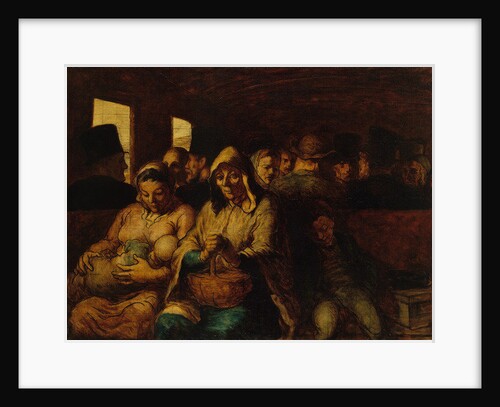 Interior of third-class carriage by Honore Daumier
