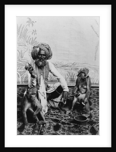India, Fakir with monkeys, c.1890-1925 by Anonymous