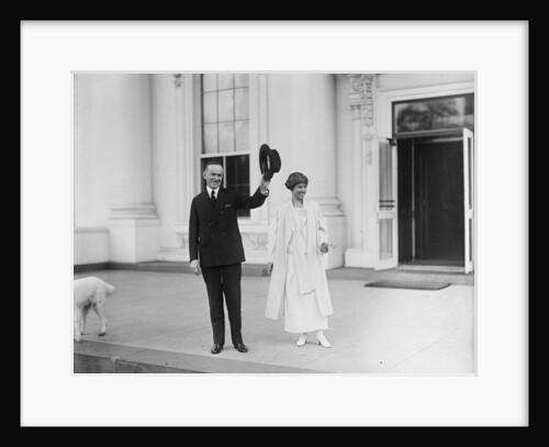 John Calvin Coolidge Jr. and Grace Coolidge outside White House, Washington, D.C., 1924 by Harris & Ewing