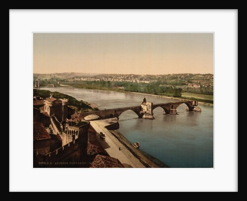 General view and Benezech or Benezet Bridge, Avignon, Provence, France, c.1890-c.1900 by Anonymous