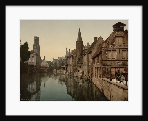 Canal and Belfry, Bruges, Belgium, c.1890-c.1900 by Anonymous