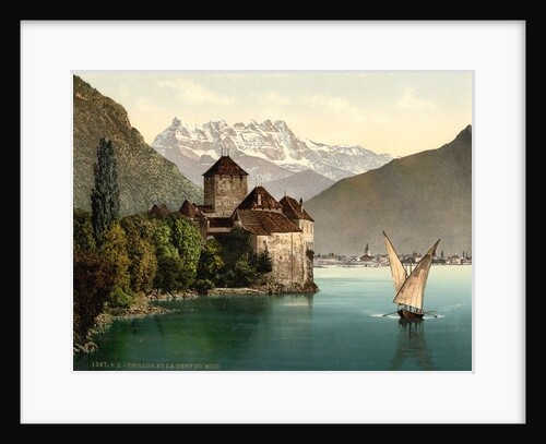 Chillon Castle, and Dent du Midi, Geneva Lake, Switzerland, c.1890-c.1900 by Anonymous