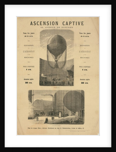 Broadside announcing a captive balloon ascension during the Paris Exposition of 1867 by Anonymous