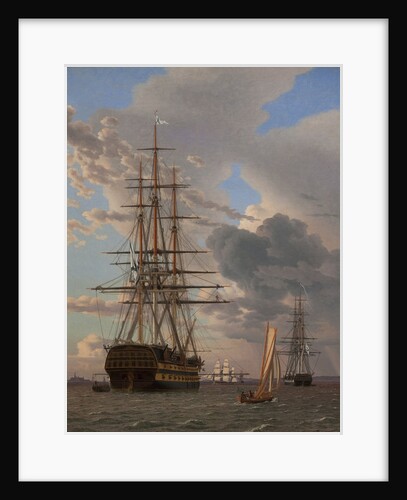 The Russian Ship of the Line 'Asow' and a Frigate at Anchor in the Roads of Elsinore, 1828 by Christoffer-Wilhelm Eckersberg