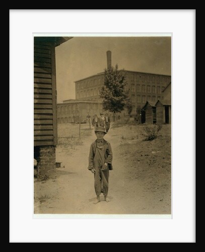 12 year old Eddie Norton, makes about 40 cents a day as a sweeper at Saxon Mill, Spartanburg, North Carolina, 1912 by Lewis Wickes Hine