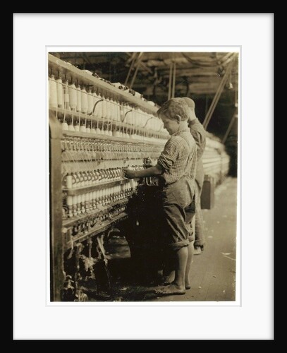 Young doffers replacing full bobbins at North Pownal, Vermont, 1910 by Lewis Wickes Hine
