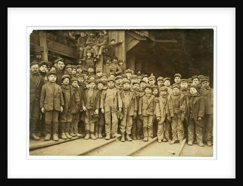 Breaker boys who sort coal by hand at Ewen Breaker of Pennsylvania Coal Co, South Pittston, Pennsylvania, 1911 by Lewis Wickes Hine