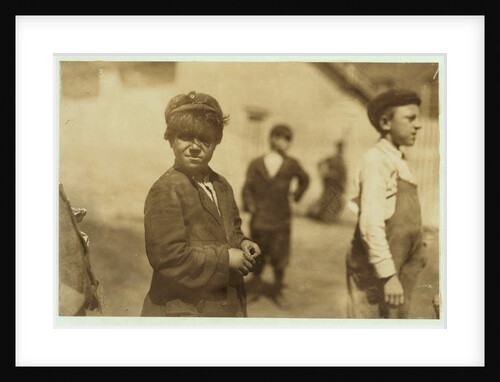 Joe Mello, aged 8 or 9 works as a mill sweeper in New Bedford, Massachusetts, 1911. by Lewis Wickes Hine