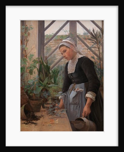 Breton Girl Looking after Plants in Hothouse, 1884 by Anna Petersen