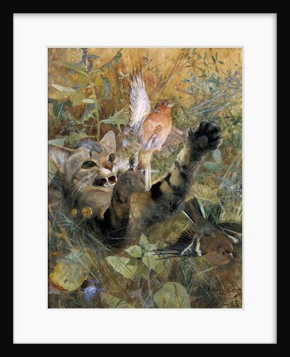 A Cat and a Chaffinch, 1885 by Bruno Andreas Liljefors