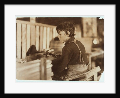 Boy making baskets for melons at Evansville, Indiana, 1908 by Lewis Wickes Hine