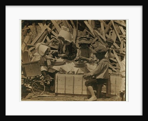2 year old Cyral hulling strawberries from his cart at Johnson's Hulling Station, Seaford, Delaware, sometimes falling asleep for a few minutes by Lewis Wickes Hine