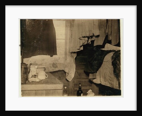 Corner of a shack used by pickers on Theodore Budd's Bog, Turkeytown, near Pemberton, New Jersey, 1910 by Lewis Wickes Hine