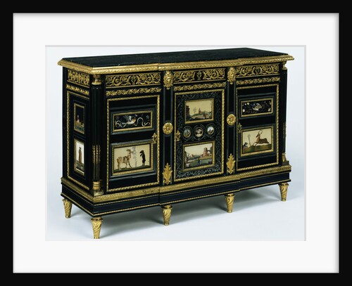 One of a pair of cabinets mounted with late 17th century pietra dura plaques, c.1785 by Adam Weisweiler
