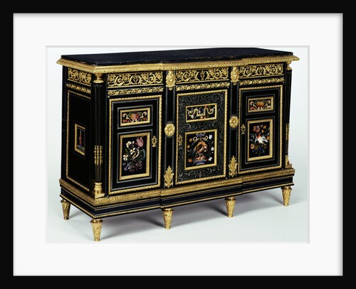 One of a pair of cabinets mounted with late 17th century pietra dura plaques, c.1810 by Adam Weisweiler