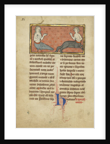 A Siren and a Centaur from a bestiary Ms Ludwig XV 4, fol. 81v, c.1280-1300 by Franco-Flemish School