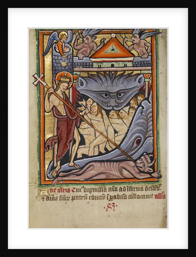 Harrowing of hell from the Illustrated Vita Christi Ms 101 fol. 82v, c.1190-1200 by English School