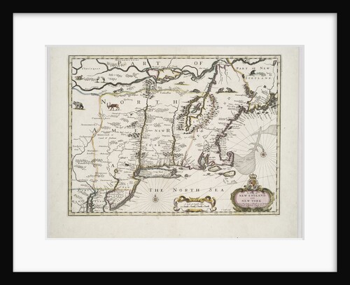 A map of New England and New York from John Speed's Theatre of the Empire of Great Britain, 1676 by John Speed