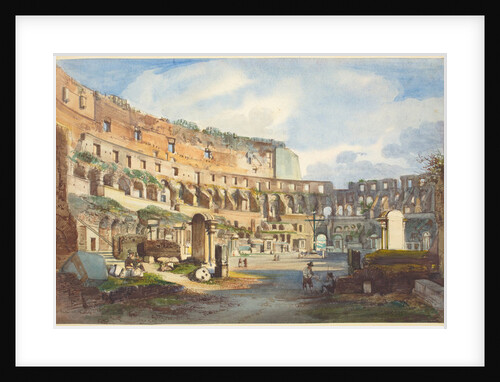 Interior of the Colosseum, watercolour and gouache over graphite on wove paper by Ippolito Caffi