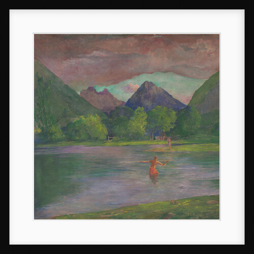 Afterglow, Tautira River, Tahiti, Fisherman Spearing a Fish, c.1895 by John La Farge or Lafarge