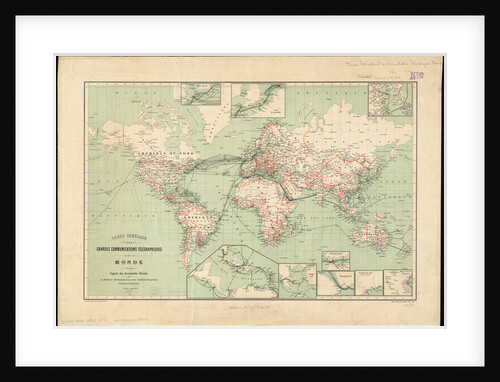 World map of telegraph lines published by the International Telegraph Bureau, 1901 Scale: [ca. 1:70,000,000] by Anonymous