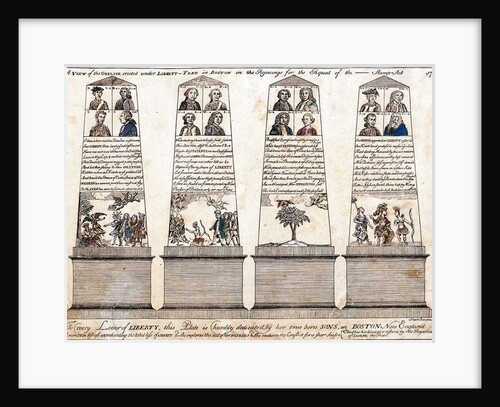 A view of the obelisk erected under Liberty-tree in Boston on the rejoicings for the repeal of the Stamp Act 1766 by Paul Revere