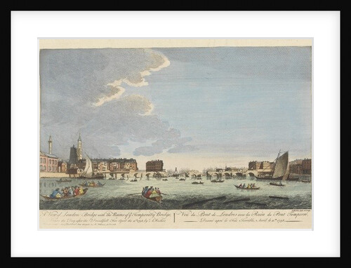 A View of London Bridge with the Ruins of the Temporary Bridge after the Fire of 11th April 1758 by English School