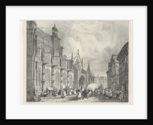 General view of the church of St Gervais and St Protais from 'Voyages Pittoresques et Romantiques dans l'Ancienne France: Normandie', 1824 by Richard Parkes Bonington