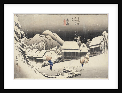 Evening Snow at Kanbara from the series 53 Stations of the Tokaido, c.1833-4 by Ando or Utagawa Hiroshige