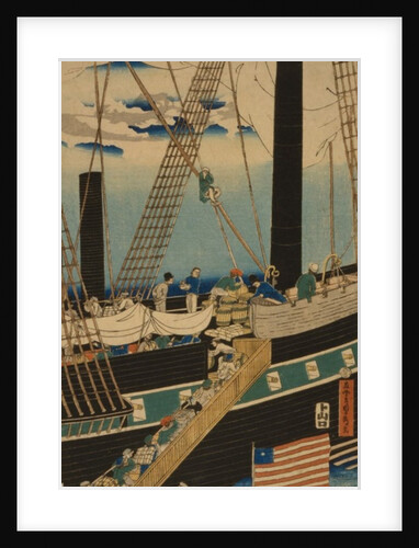 Western traders loading cargo in Yokohama, 1861 by Utagawa Sadahide