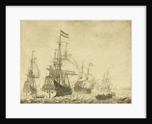 Seascape with Dutch Men-of-War including the 'Drenthe' and the 'Prince Frederick-Henry', c.1670 by Willem van de the Younger Velde