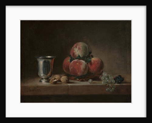 Still Life with Peaches, a Silver Goblet, Grapes, and Walnuts, c.1759-60 by Jean-Baptiste Simeon Chardin