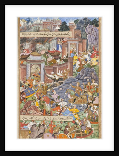 Flight of Sultan Bahadur During Humayun's 1535 Campaign in Gujarat, c.1590 by Dharmdas Dharmdas