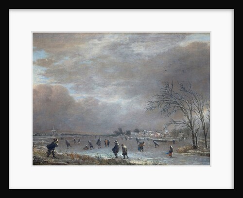 Winter Landscape with Skaters on a Frozen River by Aert van der Neer