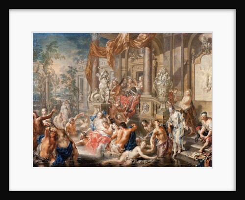 Fountain scene in front of a palace, c.1730 by Johann Georg Platzer