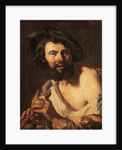 Man with flute by Dutch School