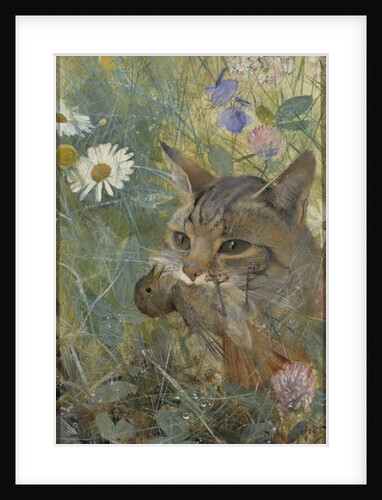 A Cat with a Young bird in its Mouth, 1885 by Bruno Andreas Liljefors