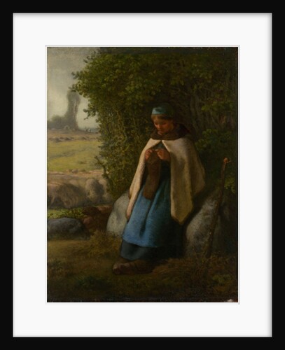 Shepherdess Seated on a Rock, 1856 by Jean-Francois Millet