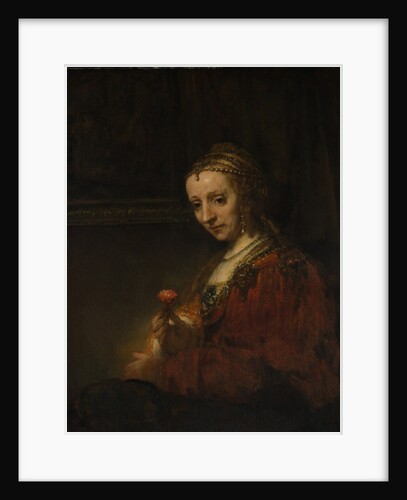 Woman with a Pink, c.1660 by Rembrandt Harmensz. van Rijn
