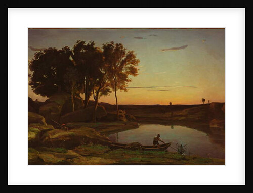 Landscape with Lake and Boatman, 1839 by Jean Baptiste Camille Corot