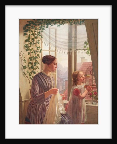 Interior with mother and daughter by a window, 1853 by Ludvig August Smith
