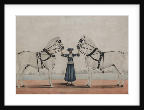 A Syce Holding Two Carriage Horses, c.1845 by Shaik Muhammad Amir of Karraya